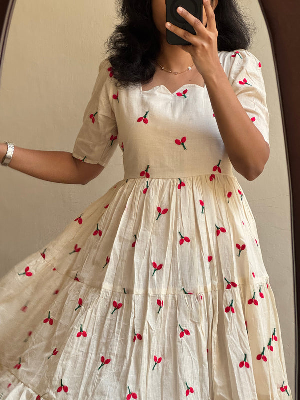Beautiful Embroidered Cotton Midi Kurti