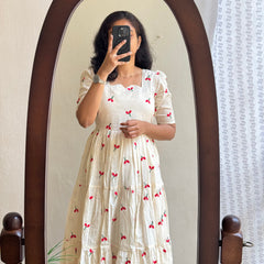 Beautiful Embroidered Cotton Midi Kurti