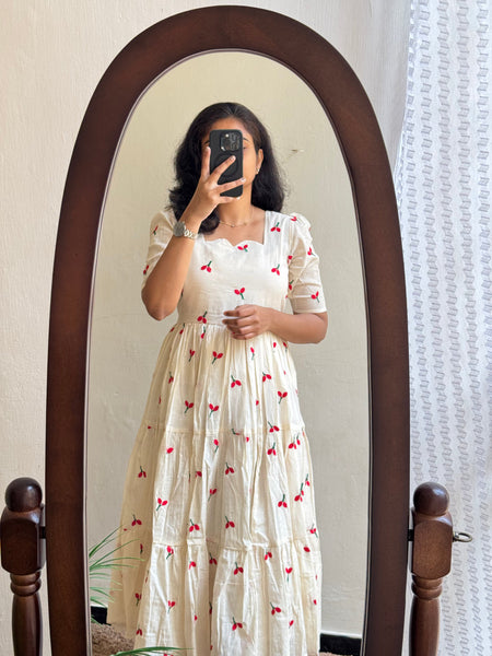 Beautiful Embroidered Cotton Midi Kurti
