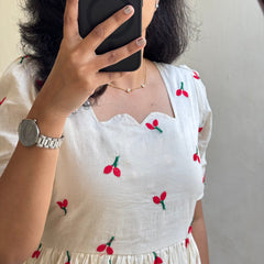 Beautiful Embroidered Cotton Midi Kurti