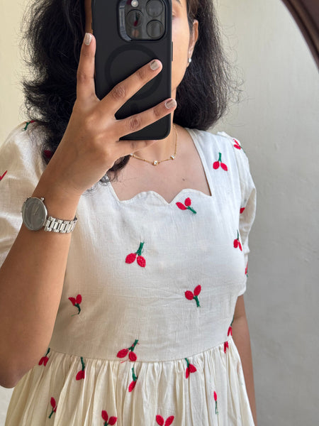 Beautiful Embroidered Cotton Midi Kurti