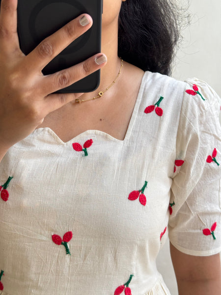 Beautiful Embroidered Cotton Midi Kurti
