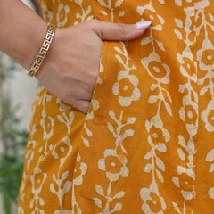 Yellow Floral Printed Cotton Kurti & Palazzo Set