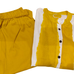 Yellow Floral Printed Cotton Kurti & Palazzo Set