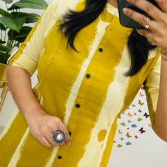 Yellow Floral Printed Cotton Kurti & Palazzo Set