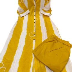 Yellow Floral Printed Cotton Kurti & Palazzo Set