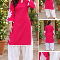 Magenta Embroidery Work Farshi Salwar Set