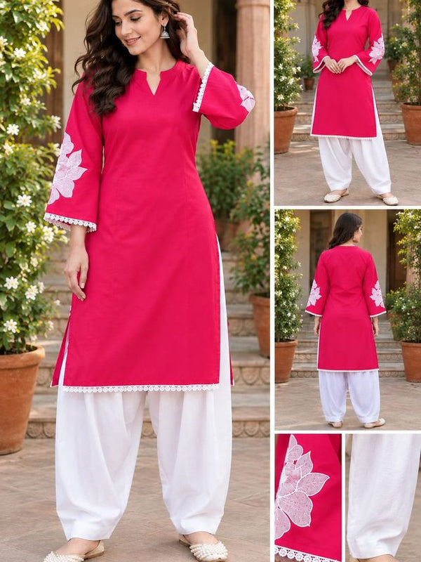 Magenta Embroidery Work Farshi Salwar Set