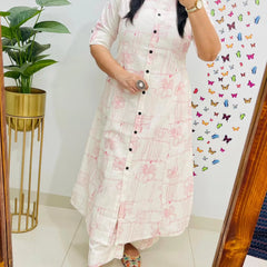 Red Printed Cotton Kurti & Palazzo Set