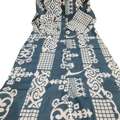 Dark Grey Cotton A-Line Printed Co-ord Set
