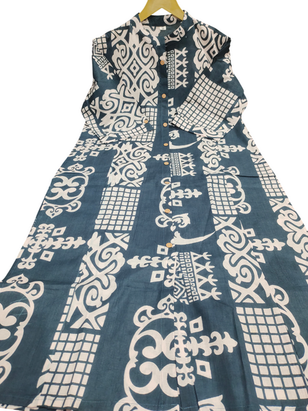 Dark Grey Cotton A-Line Printed Co-ord Set
