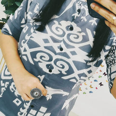 Dark Grey Cotton A-Line Printed Co-ord Set
