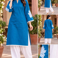 Bue Embroidery Work Farshi Salwar Set
