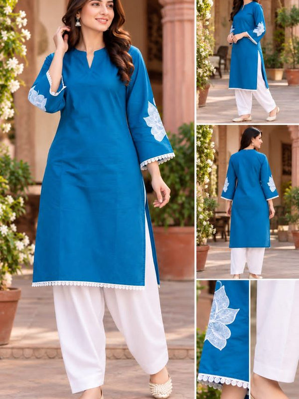 Bue Embroidery Work Farshi Salwar Set
