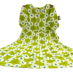 Green Ikat Print Cotton Full Flare Midi Gown