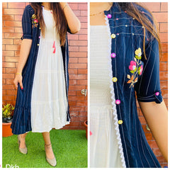 Women's Blue Cotton Flex Kurti