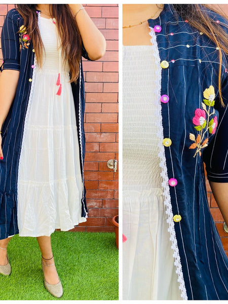 Women's Blue Cotton Flex Kurti
