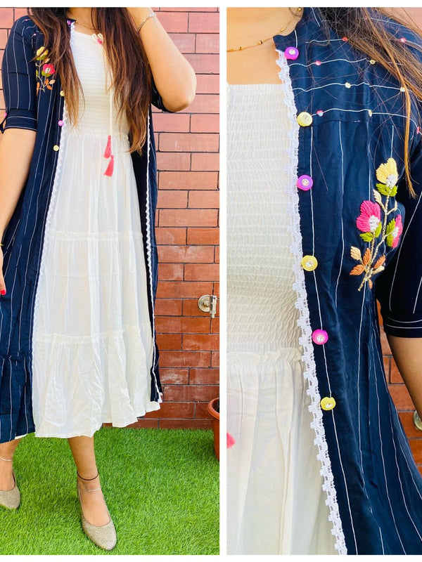 Women's Blue Cotton Flex Kurti
