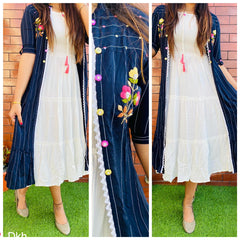Women's Blue Cotton Flex Kurti