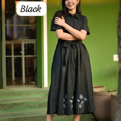 Embroidery Work South Cotton black Color Middy