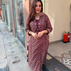 Premium Weave Wine Embroidery Suit Set
