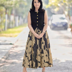 Women's  Printed Cotton Skirt Top Set