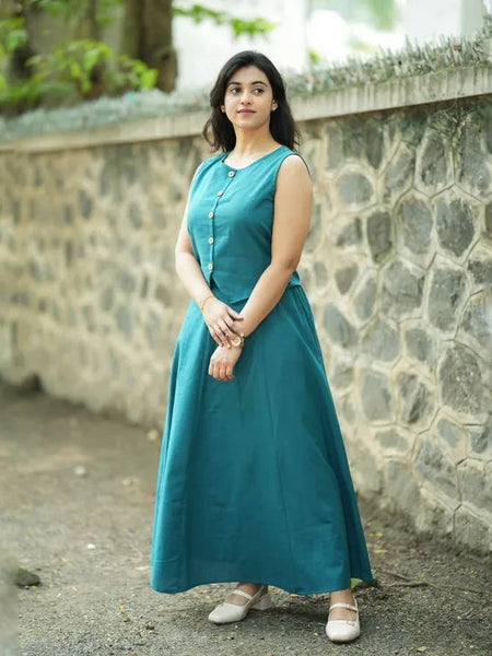 Women's  Cotton Skirt Top Set