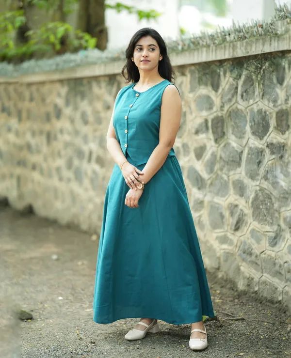 Women's  Cotton Skirt Top Set