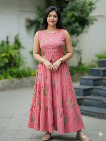 Women's  Cotton Skirt Top Set