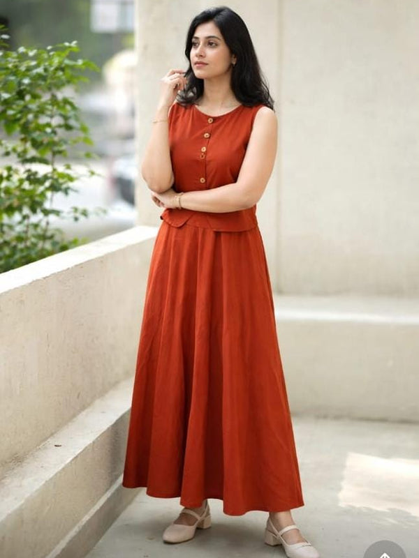 Women's  Cotton Skirt Top Set
