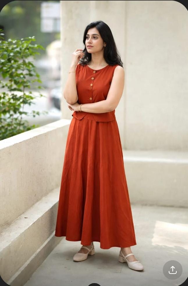 Women's  Cotton Skirt Top Set