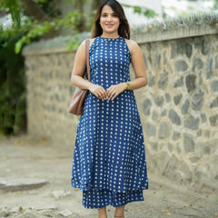 Cotton A-Line Halter Neck Kurti Palazzo Set for Women