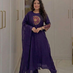 Beautiful Designer Blue Cotton Suit Set