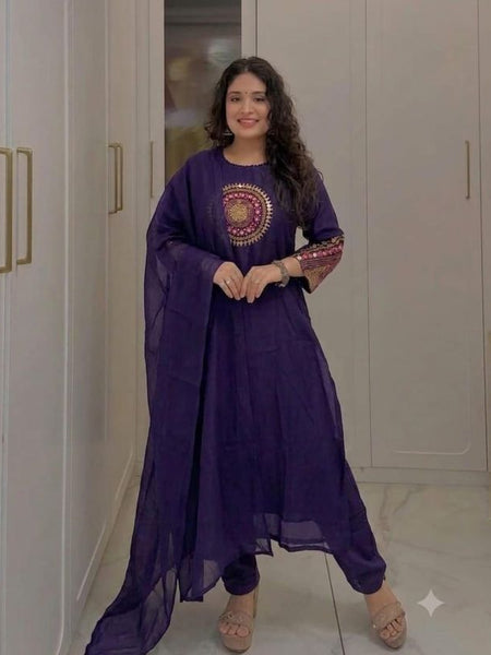 Beautiful Designer Blue Cotton Suit Set