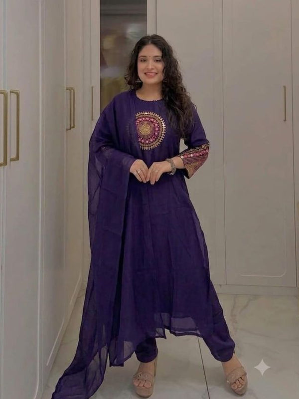 Beautiful Designer Blue Cotton Suit Set