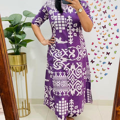 Purple Cotton A-Line Printed Co-ord Set