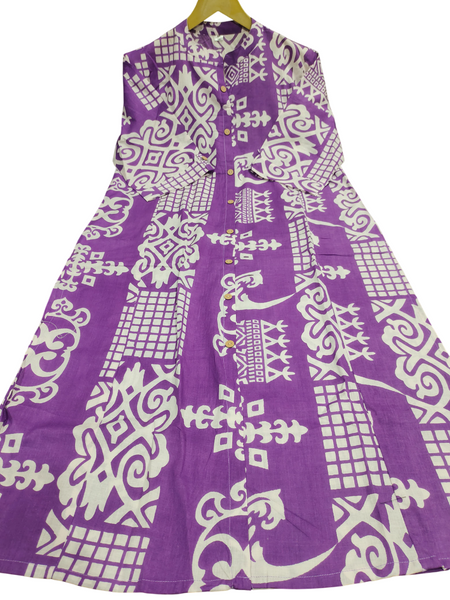 Purple Cotton A-Line Printed Co-ord Set