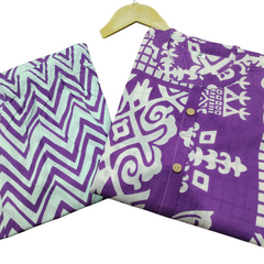Purple Cotton A-Line Printed Co-ord Set