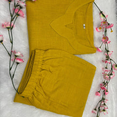Yellow Cotton Slub Co-ord Set