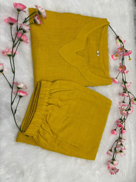 Yellow Cotton Slub Co-ord Set