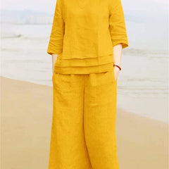Yellow Cotton Slub Co-ord Set
