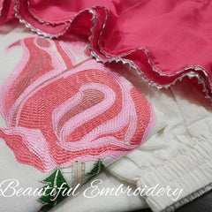 Embroideried Katha Work Off-White Cotton Suit Set