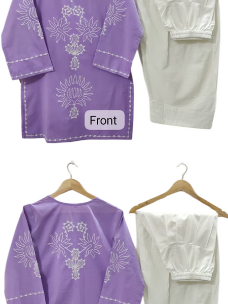 Embroidery Work Lavender Farshi Salwar Set