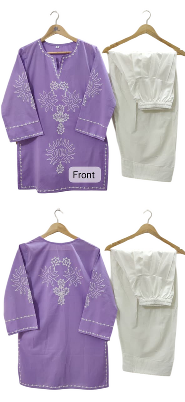 Embroidery Work Lavender Farshi Salwar Set