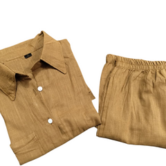 Brown Cotton Slub Co-ord Set