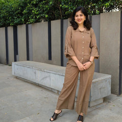 Brown Cotton Slub Co-ord Set
