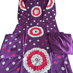 Purple Color Discharge Print Suit Set