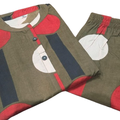 Brown Cotton A-Line Printed Co-ord Set