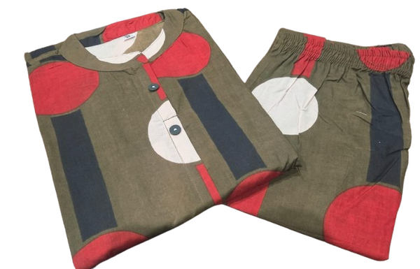Brown Cotton A-Line Printed Co-ord Set