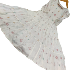 Beautiful Embroidered White Cotton Midi Kurti